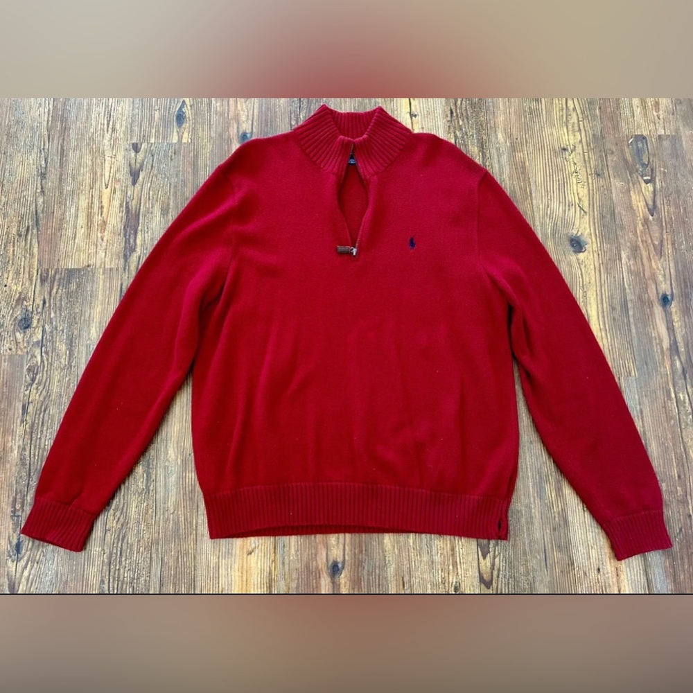 Vintage Polo Ralph Lauren Ribbed Quarter Zip Pullover Sweater XL 1/4 Pony